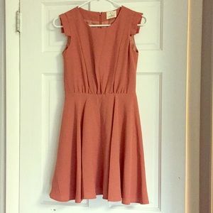 XS dusty rose fit and flare dress